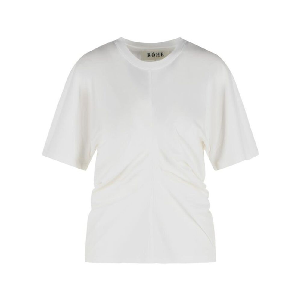 Róhe Draped T-Shirt In White Cotton Blend Women